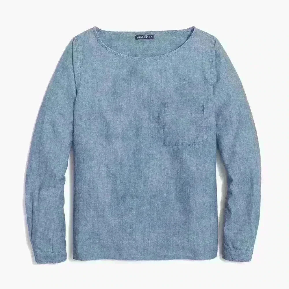 J. Crew Women’s Chambray Popover Shirt with Pocket Long Sleeve Blue Size XXS